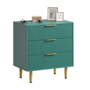 Dresser for Bedroom, Fluted Dressers & Chest of Drawers, Wooden Storage Organizer with Gold Metal Handles & Legs for Living Room, Entryway - 1 of 4