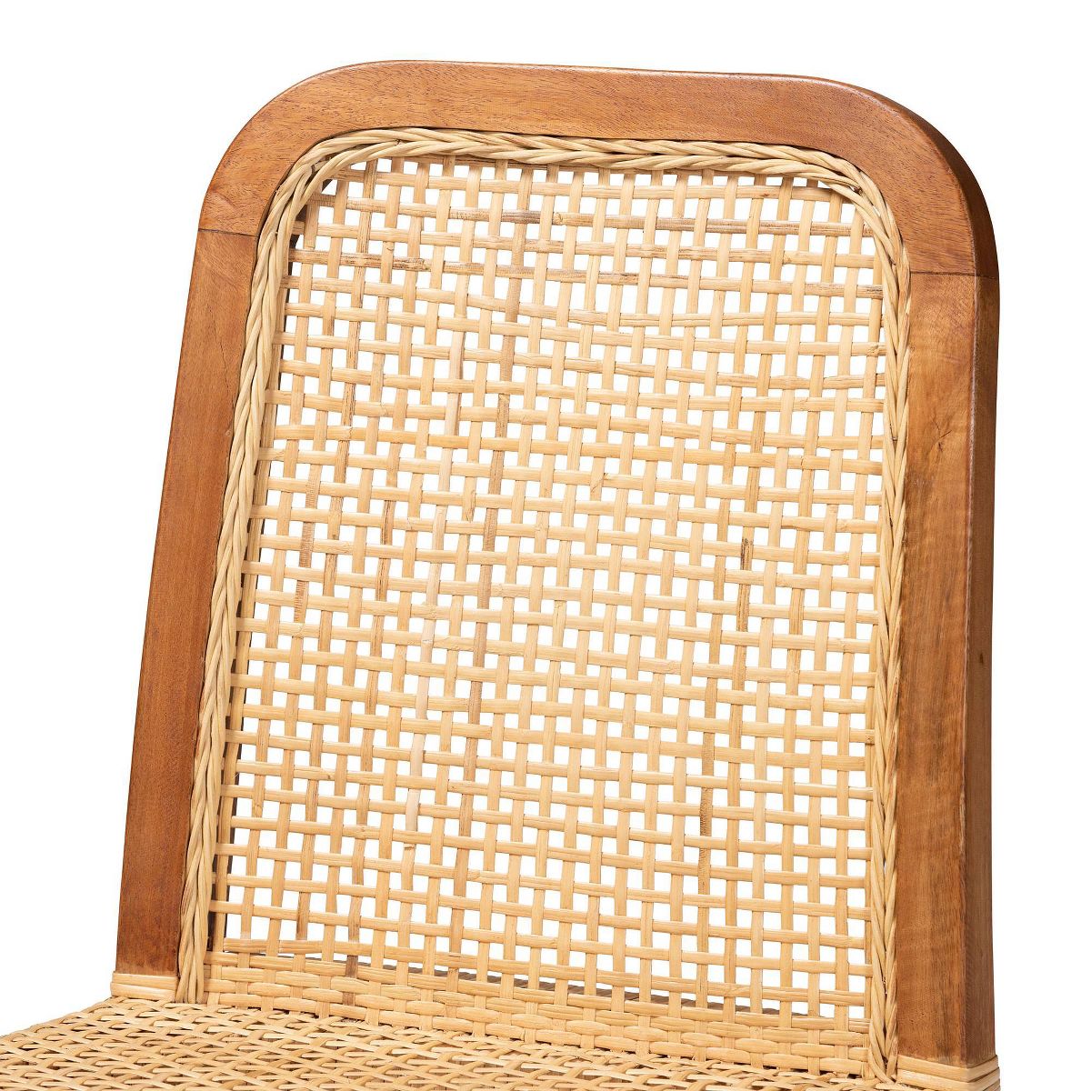 2pc CaspiaWood and Rattan Dining Chair Set Natural/Walnut - bali & pari: Solid Mango, Indonesian Craftsmanship - thumbnail 5