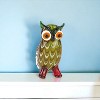 HomeRoots 9" Green and White Murano Glass Owl Figurine Tabletop Sculpture - 2 of 4