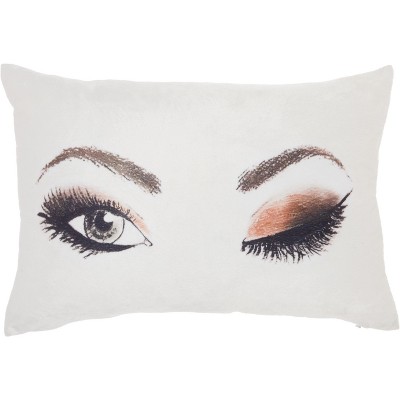 Nourison Life Styles Winky Eyes Ivory Throw Pillow - 12" x 18"