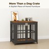 XBRIGH 26in Dog Crate with Lock & Double Door, Wooden Kennel End Table for Small/Medium Dogs, Aged Black - 3 of 4