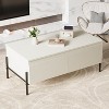 Coffee Table with Drawers - White Center Table with Storage Cocktail Table with Thickened Metal Leg - 3 of 4