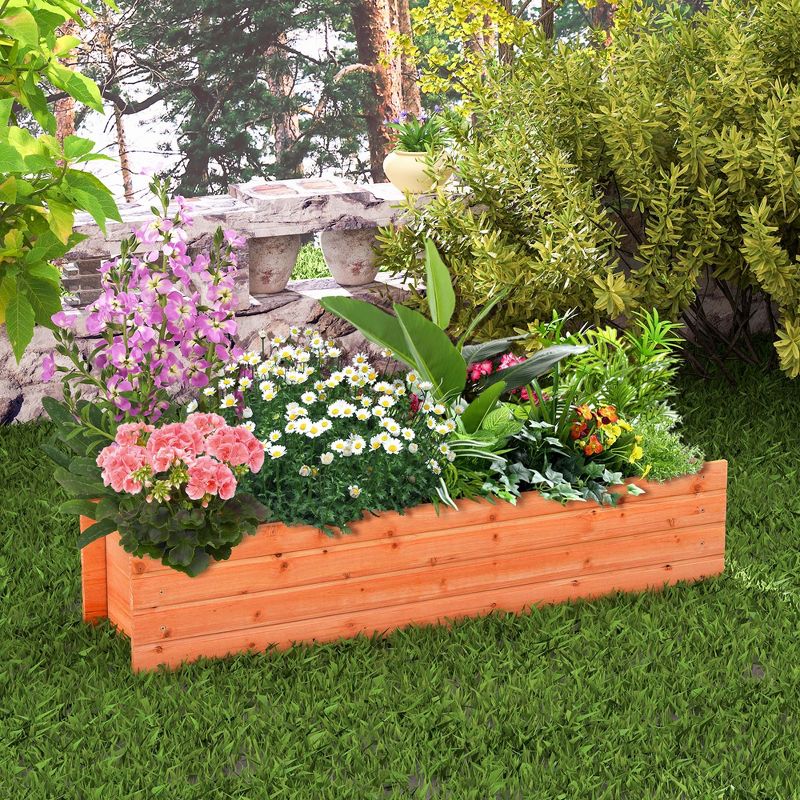 Costway Raised Garden Bed Wood Rectangular Planter Box with 2 Drainage Holes Outdoor, 4 of 11