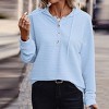 Coolmee Women's Hoodies Button V Neck Sweatshirt Casual Long Sleeve Tops Drawstring Hooded Sweatshirt - 2 of 3