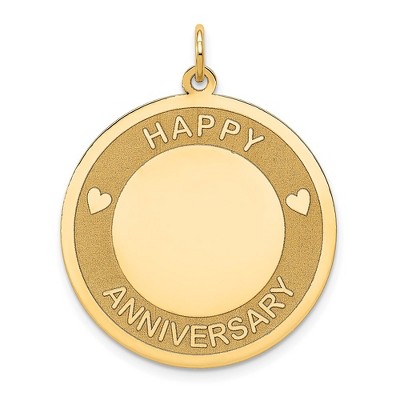 Black Bow Jewelry 14k Yellow Gold Happy Anniversary Disc Pendant, 25mm