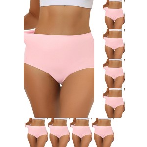 INSPIRE CHIC Women's Elastic High-Waisted Unlined Breathable No-Show Hipster Underwear 9 Packs - 1 of 4