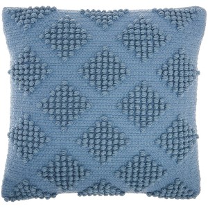 18"x18" Life Styles Woven Diamonds Square Throw Pillow Ocean Blue - Mina Victory: Cotton & Polyester, Removable Cover, Indoor Use - 1 of 4