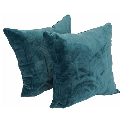 Agora Teal Faux Fur Square Throw Pillow Set