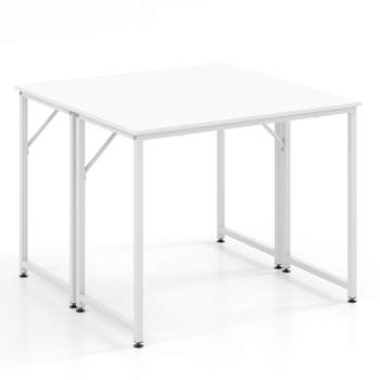 Costway Set of 2 / 4 /6 Conference Tables Rectangular Meeting Room Table Seminar Table for School or College Boardroom Desk, Study Writing Table Computer Desk