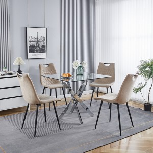 Cross Leg Modern Dining Table, with Round or Square Table Top, Pedestal Dining Table, End Table Leisure Coffee Table - 1 of 4