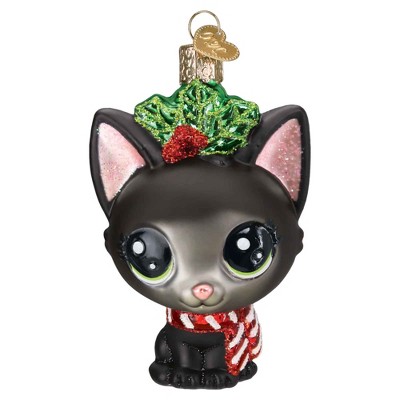 Old World Christmas 3.5 Inch Littlest Pet Shop Jade Feline Short Hair Cat Tree Ornaments