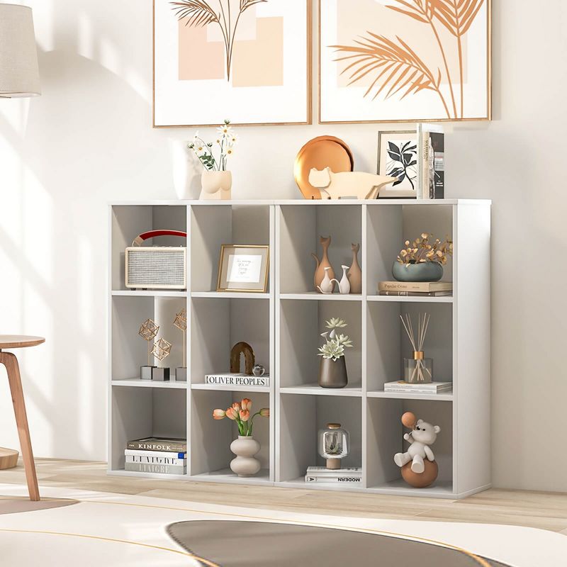 Tangkula 6-Cube Bookshelf 4-Tier Bookcase with 2 Anti-Tipping Kits & Floor Display Shelf, 3 of 10