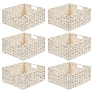 mDesign Woven Farmhouse Pantry Food Storage Bin Basket Box - 3 Pack - Gray Ombre - 1 of 4