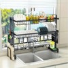 1 piece countertop dish storage drain rack retractable kitchen sink rack dish rack drain rack black kitchen storage rack - 3 of 4