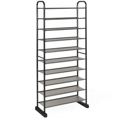 Costway 10-Tier Shoe Rack Space-saving Shoe Organizer W/Metal Frame 50 Pairs Shoe Tower