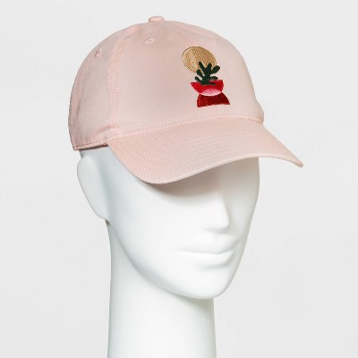 Women's Abstract Plant Baseball Hat - Pink