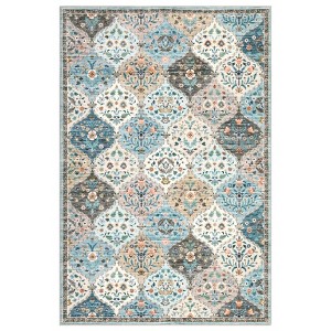 Washable Non Slip Floral Print Vintage Area Rugs for Living Room Bedroom, Soft Low Pile Dining Room Carpet for Home Office - 1 of 4
