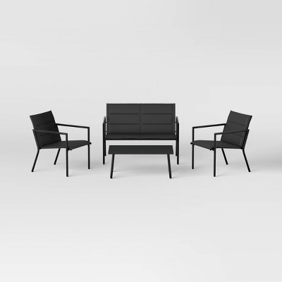 4pc Padded Sling Patio Conversation Set Black - Room Essentials™