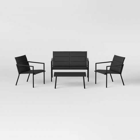 4pc Padded Sling Patio Conversation Set Black - Room Essentials™ - image 1 of 4