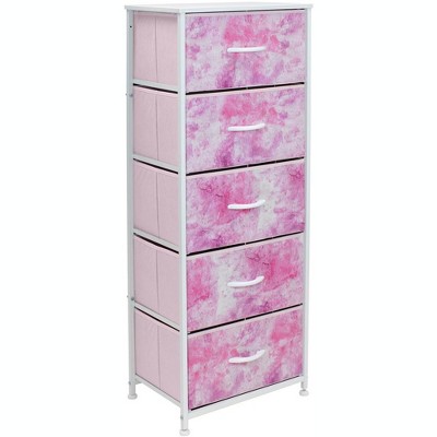 Sorbus Narrow 5 Drawers Nightstand with Steel Frame, Wood Top, Easy Pull Fabric Bins for Home, Bedroom, Office & Dorm