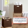 Ornavo Home 2 Pack Paper Wicker Storage Shelf Basket Cube Bin with Handles - 4 of 4