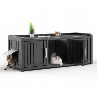 Decksplore Resin Cat Litter Box Enclosure Space-Saving Hidden Litter Box for Small Spaces, Home Corners