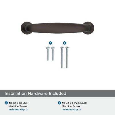 Oil-Rubbed Bronze 3-Inch Modern Cabinet Pull with Mounting Hardware