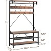 Coat Rack Shoe Bench Industrial Hall Tree Storage Bench for Entryway, Wood Look Accent Large Shoe Rack with Storage Shelf Hanging Bar and 8 Hooks - 2 of 4