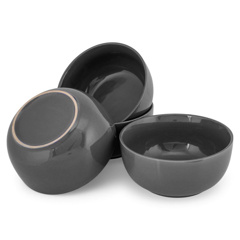 Elanze Designs Bistro Glossy Ceramic 6.5 inch Soup Bowls Set of 4, Charcoal Grey, 4 of 7