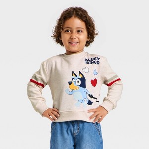 Toddler Boys' Bluey Valentines Fleece Sweatshirt - Gray - 1 of 4
