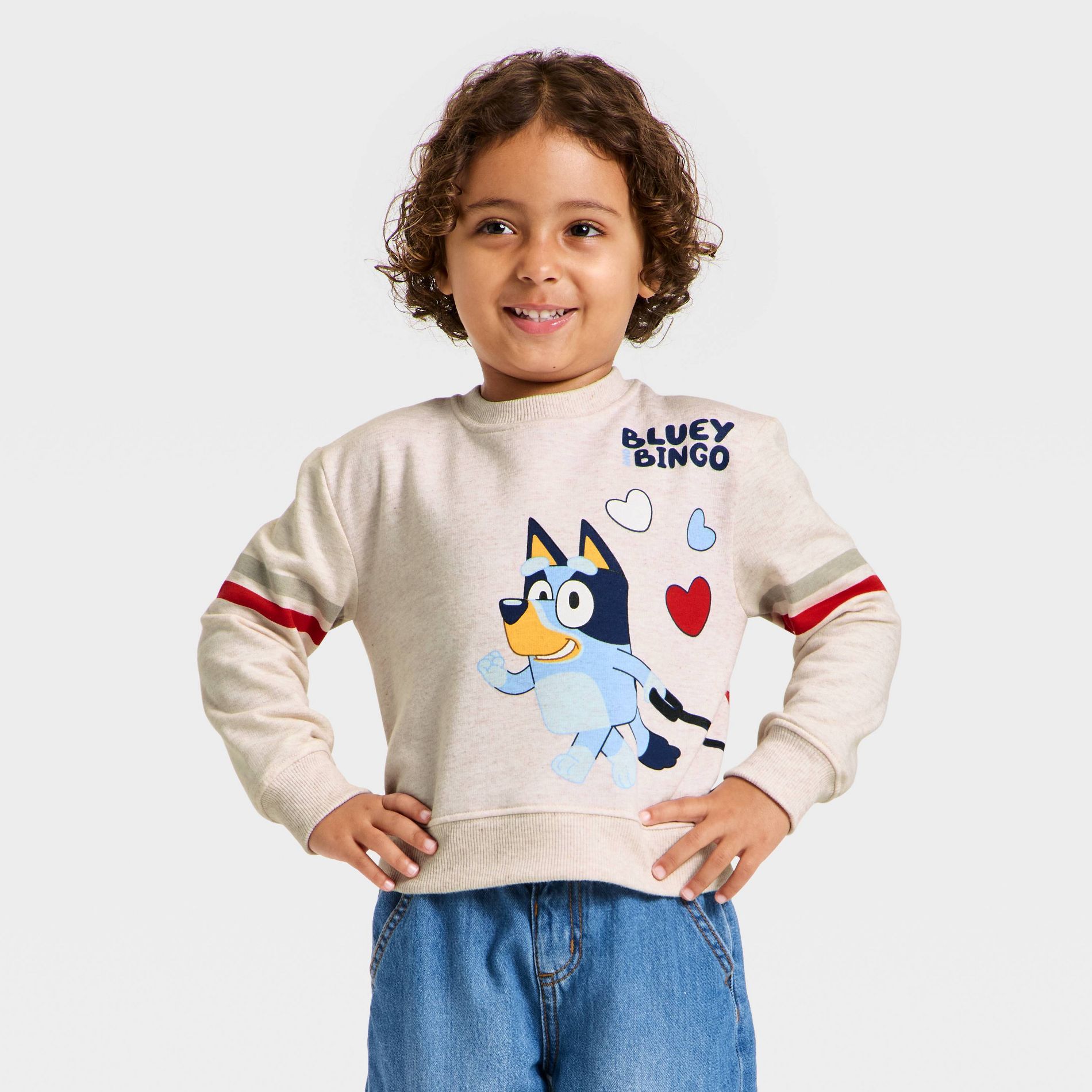 Toddler Boys' Bluey Valentines Fleece Sweatshirt - Gray