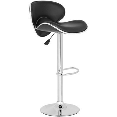 Shambi Black Adjustable Swivel Bar Stool with Chrome Base