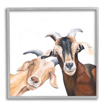 Stupell Industries Happy Goat Smiling Animals Framed Giclee Art