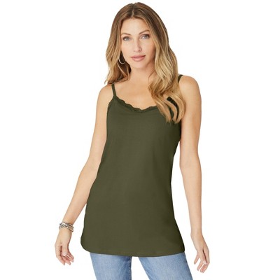 Roaman's Women's Plus Size Lace Trim Bra Cami