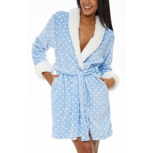 ADR Women's Short Robe, Classic Cozy Plush Robe Woman, Short Fleece Bathrobe - 1 of 4