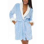 Women's Classic Plush Robe, Short Fleece Bathrobe Prints