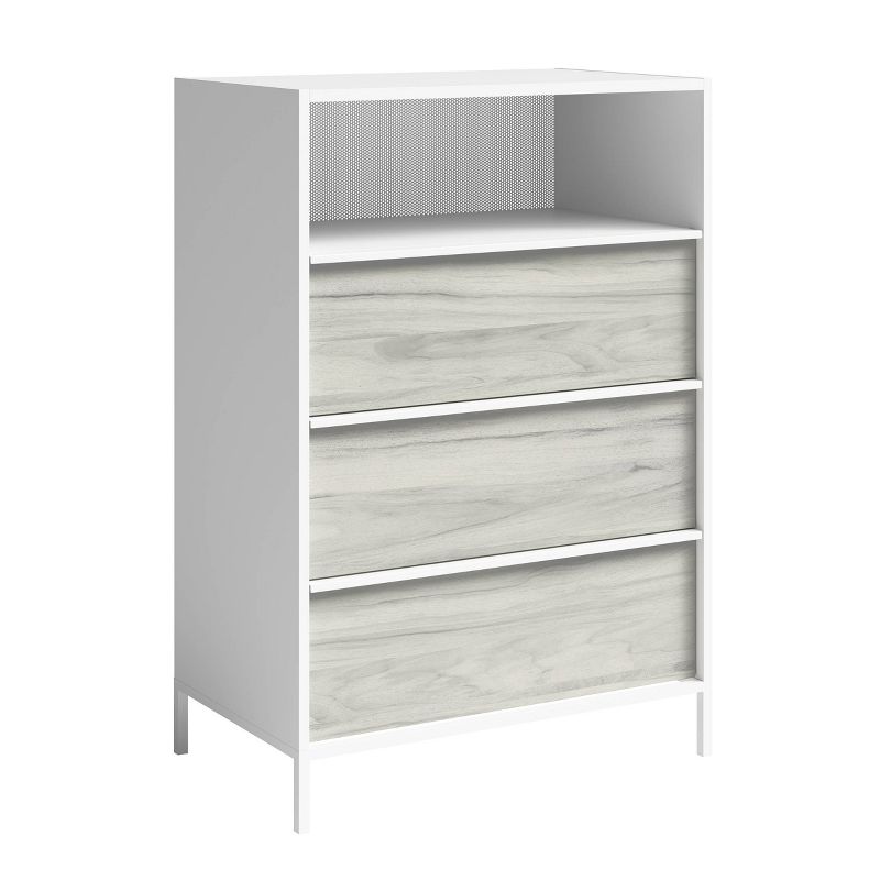 Boulevard Caf&#233; 3 Drawer Chest Mixed Material White/Haze Acacia - Sauder, 1 of 7