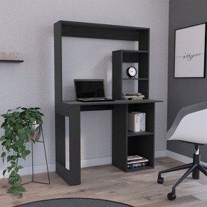 NicBex Home Office Desk 38.78" W Modern Writing Desk with 4-Tier Open Storage Bookshelves and Wooden Frame for Office, Study, Living Room - 1 of 4