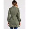 Allegra K Women's Notched Lapel Belted Trench Long Denim Jacket - 4 of 4