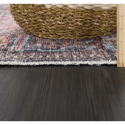 Hauteloom Light Blue and Burgundy Rectangular Polyester Area Rug