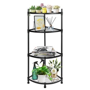 Vynxaria Black 4-Tier Corner Utility Storage Shelves, Multipurpose Display Rack for Small Spaces - 1 of 4