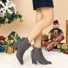 Allegra K Women's Round Toe Block Heel Side Zipper Lace Up Back Ankle Boots - 2 of 4