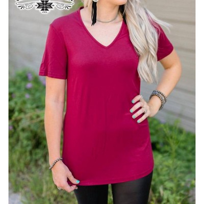 Women's Forever Fave Solid Short Sleeve V-Neck Top - Crazy Train