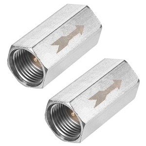 Unique Bargains Nickel Plated Copper One Way Female Threaded Air Check Valve Silver Tone - 1 of 4