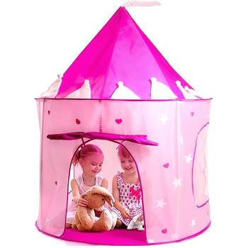 Play Tent Princess Pink Castle Glowing in the Dark Stars - Portable Kids Play Tent Fordable Into a Carrying Bag for Outdoor and Indoor Use - Play22usa