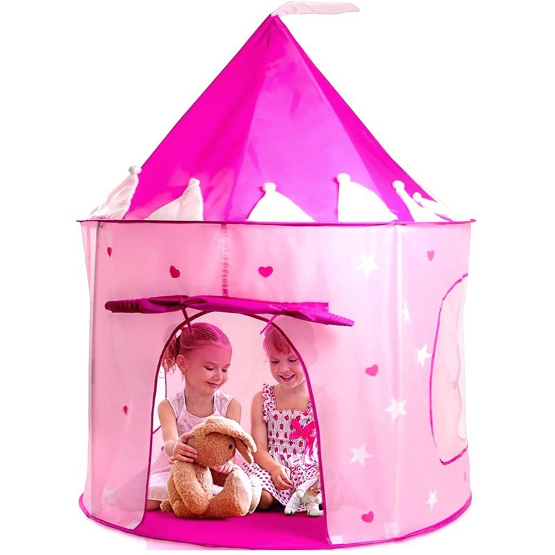Play Tent Princess Pink Castle Glowing in the Dark Stars - Portable Kids Play Tent Fordable Into a Carrying Bag for Outdoor and Indoor Use - Play22usa, 1 of 14