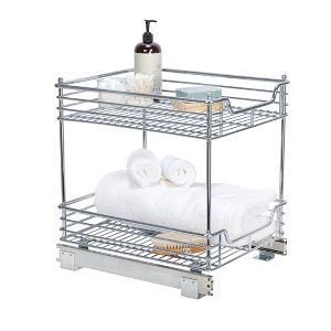 Glidez Multipurpose Chrome-Plated Steel Pull-Out/Slide-Out Storage Organizer for Under Cabinet Use - 2-Tier Design - Chrome - 1 of 4