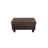 DOMETOUR Dark Brown Flannel & PVC Storage Ottoman-Versatile Living Room Footstool with Hidden Compartment - 2 of 4
