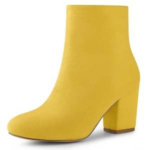 Allegra K Women's Round Toe Side Zipper Block Heel Ankle Boots - 1 of 4