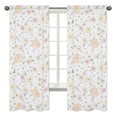 Set of 2 Watercolor Floral Window Panels Yellow/Pink - Sweet Jojo Designs